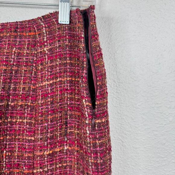 Tweed Burgundy Sz 4 Wool Blend Classic Fit Skirt Suit Acadamia Clueless Preppy - Picture 10 of 16